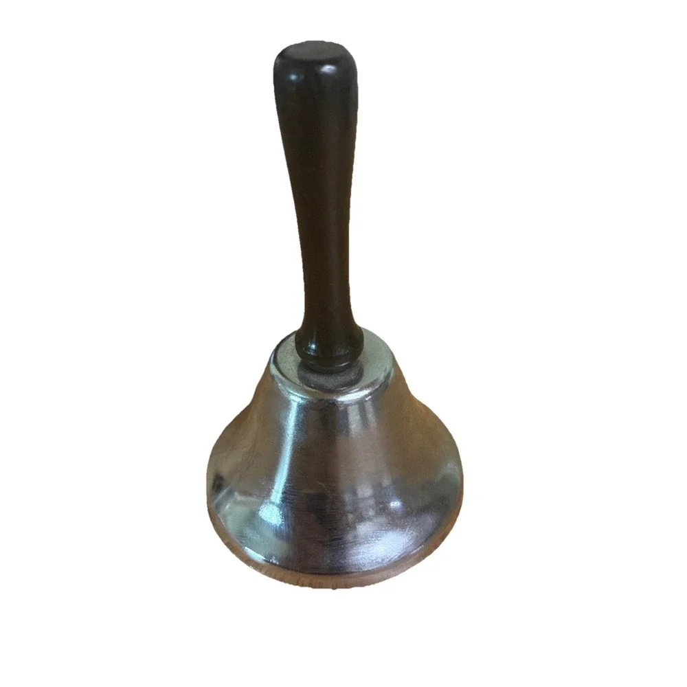 Vintage Bell Wooden Handle School House Collectible 4